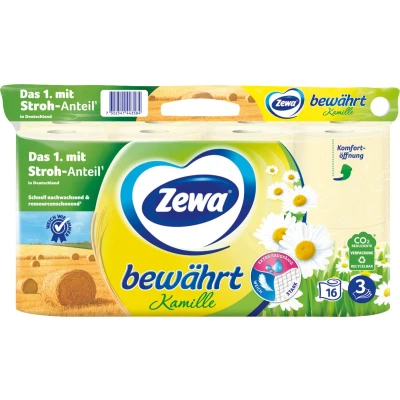 Afbeelding van Zewa Toiletpapier bewezen kamille 3 laags (16x150 vellen), 16 stuks