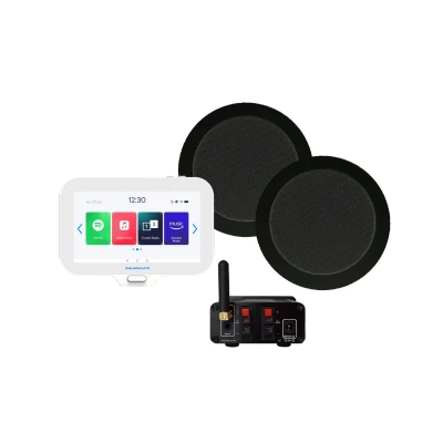 Afbeelding van N Joy badkamerradio met twist speaker set in zwart, controller (IPX7), wand lader en bluetooth versterker 30 WATT