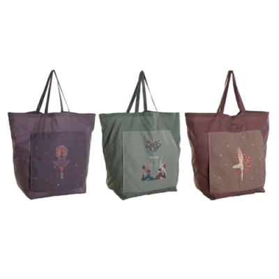 Afbeelding van Stoffen tas DKD Home Decor Bruin Groen Bordeaux Canvas 68 x 30 55 cm (3 Stuks)