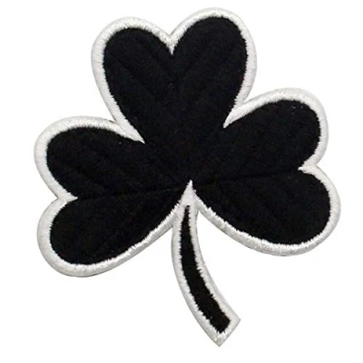 Afbeelding van Ierse klaver tactisch Lucky Shamrock Ierland Geborduurd Haak en lus Patch, Wit Zwart
