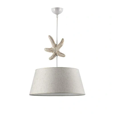 Afbeelding van Hanglamp Stellina, stoffen kap, zeester decoratie