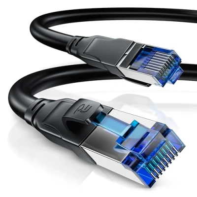 Afbeelding van CSL CAT.8 netwerkkabel 20m 40Gbits LAN kabel Gigabit High Speed ethernet 40.000 MBit S/FTP PIMF afscherming RJ45 stekker zwart.