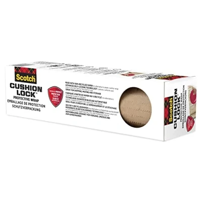 Afbeelding van Scotch Cushion Lock Beschermfolie, 1 rol, 304 mm x 9,14 m, een duurzame oplossing voor verpakking, verzending en onderweg, zonder schaar of plakband nodig, alternatief bubbelpapier