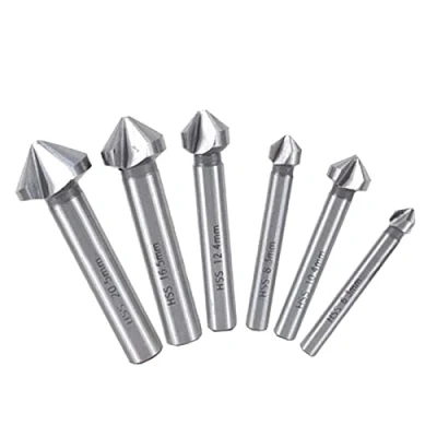 Afbeelding van 6 stuks freesboor, HSS afschuiningsboor, conische boor, 90 graden, notenfrees, cilindrisch, ontbraamfrees, schroefgereedschap voor doe het zelf, hout, metaal, PVC, 6,3/8,3/10,4/12,4/16,5/20,5 mm