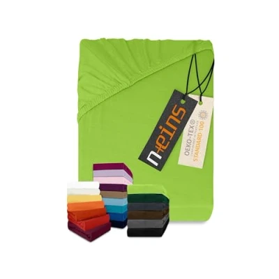 Afbeelding van npluseins Klassiek Jersey hoeslaken vele kleuren en maten 100% katoen 159,192 cm 140 x 190 200 appelgroen