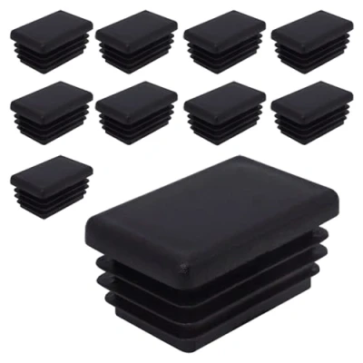Afbeelding van SKIR&#039;CO Set van 10 rechthoekige kunststof doppen 25 x 40 mm zwart RAL 9005