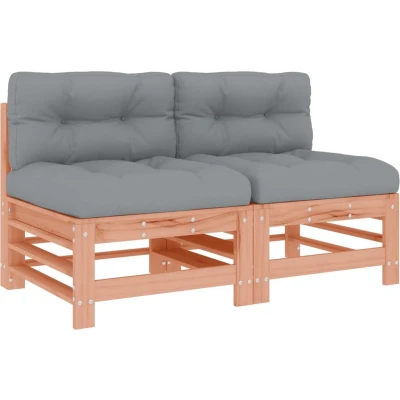 Afbeelding van Houten Loungeset Met Kussens Massief (Grenenhout of Douglas hout) 1 / Natuurlijk douglashout 2x midden