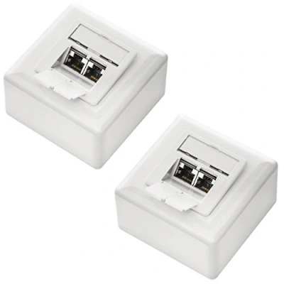 Afbeelding van deleyCON 2x CAT6 Universele Netwerkdoos RJ45 Poort Afgeschermd Opbouw of Inbouw 1 Gigabit Ethernet Netwerk EIA/TIA 568A&amp;B Wit