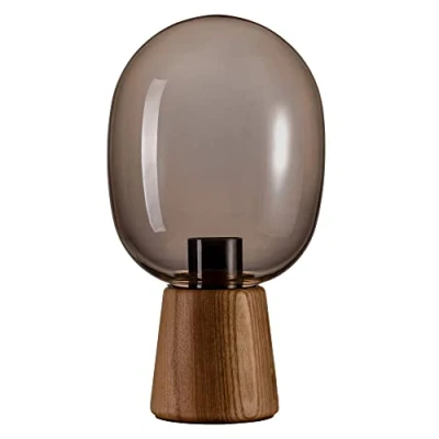 Afbeelding van Pauleen 48232 Poser Mystical Gleam max. 20 Watt bedlampje in boho look, natuur, E27, rookglas, hout