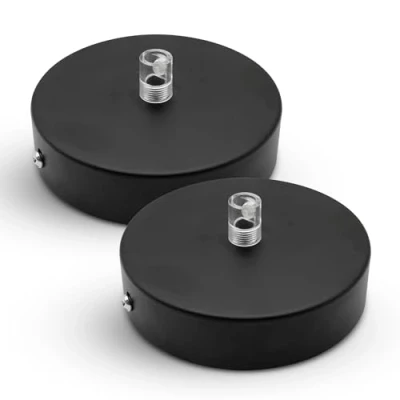 Afbeelding van DOJA Barcelona Rozet voor plafondkroonluchter zwart set van 2 stuks 100 x 25 mm plafondrozet metaal moderne ronde