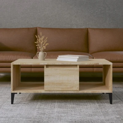 Afbeelding van Salontafel 90x50x36,5 cm bewerkt hout sonoma eikenkleurig