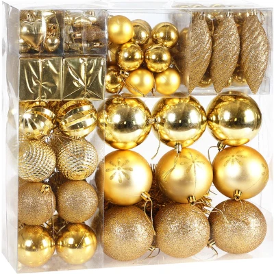Afbeelding van Casaria Kerstballen 103 er Set Mat Glanzend Ø 3 4 6 cm Goud