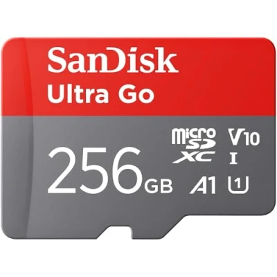 Afbeelding van SanDisk Ultra Go Micro SDXC kaart UHS I 256 GB + SD adapter (voor Android smartphones en tablets, tot 140 MB/s, leessnelheid) A1, Full HD video, klasse 10, U1, voor Amazon