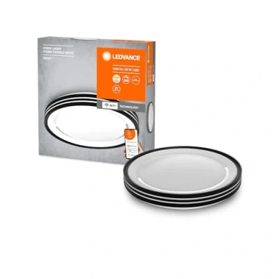 Afbeelding van LEDVANCE ORBIS JADEN Smart WiFi lamp Ø 48 cm dimbaar led plafondlamp voor binnen 30 W kleurtemperatuur 2700 6500 K 3300 lm wit met zwarte ring en zijlichtringen