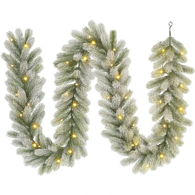Afbeelding van Black Box Trees Nigata Guirlande met Warm Witte LED Verlichting L270 cm Groen Frosted