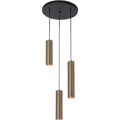 Afbeelding van Highlight Hanglamp Perugia 3 lichts Ø 30 cm brons zwart