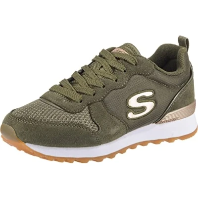 Image de Skechers OG 85 GOLD&#039;N GURL Femme Baskets, Olive Suede Nylon Mesh Rose Gold Trim, 41 EU