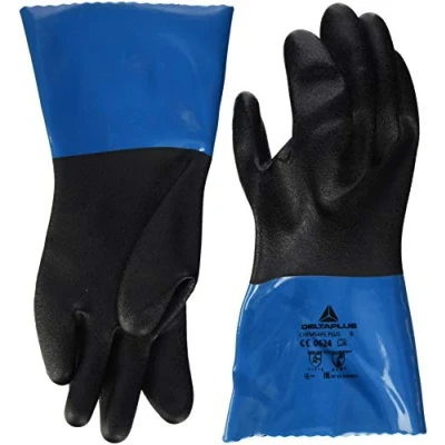 Afbeelding van Deltaplus VV836BL10 PVC nitril handschoenen op polyamide onderlaag, en coating, 30 cm, blauw, maat 10