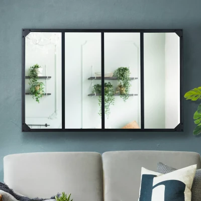 Image de Miroir verrière 4 bandes design industriel 110X70 cm