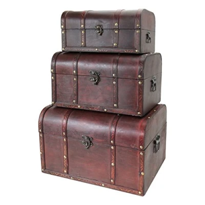 Afbeelding van HMF Set van 3 houten schatkisten 6406700, verschillende maten, Portugal