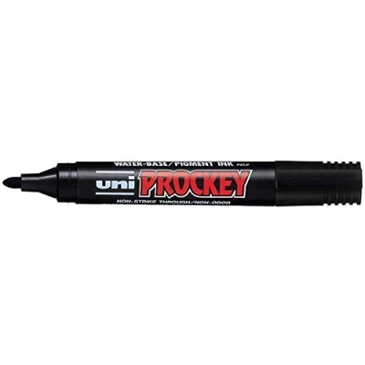 Afbeelding van Uniball Uni Prockey PM122 N Permanente marker, ronde punt, kunststof behuizing, pigmentinkt op waterbasis, zwart, 12 stuks