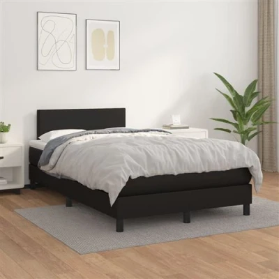 Image de vidaXL Sommier à lattes de lit matelas Noir 120x200 cm Similicuir