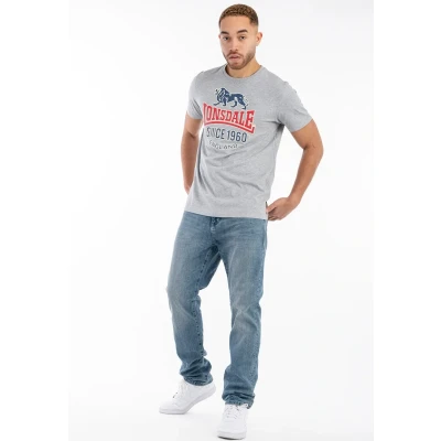 Afbeelding van Lonsdale Normale Passform Gonfirth Tshirt print, Heren, Maat: XL, Marl grey navy red