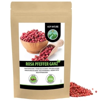 Afbeelding van roze peperkorrels (250 g), 100% natuurlijke hele peperkorrels, zonder additieven, veganistisch
