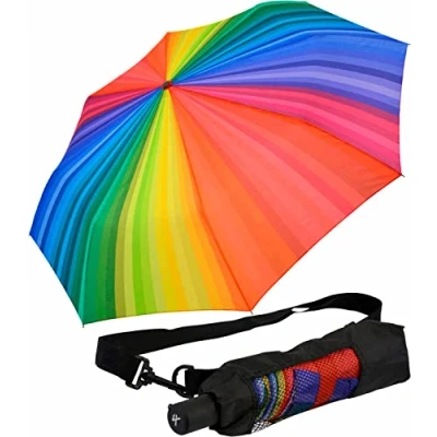 Afbeelding van Trekking zakparaplu XXL met schoudertas, regenboog