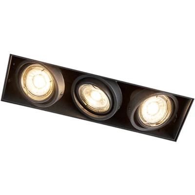 Afbeelding van QAZQA Inbouwspot zwart draai en kantelbaar trimless 3 lichts Oneon