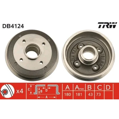 Afbeelding van Trw Remtrommel DB4124
