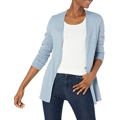 Image de Amazon Essentials Gilet Ouvert sur Le Devant Léger (Grandes Tailles Disponibles) Dames, Bleu Indigo Chiné, S