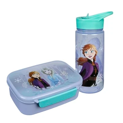 Image de Scooli Coffret cadeau Disney la Reine des Neiges Ensemble composé d&#039;une boîte à sandwich et gourde Idéal Pour l&#039;école ou maternelle les enfants partir de 4 ans En plastique