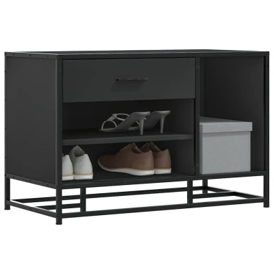Afbeelding van vidaXL Schoenenbank 80x40x53,5 cm bewerkt hout en metaal zwart