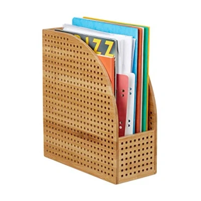 Afbeelding van Relaxdays tijdschriftenhouder bamboe tijdschriftencassette A4 XL tijdschrifthouder