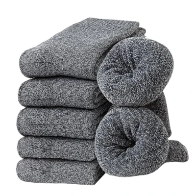Afbeelding van Josnown Warme herensokken, 5 paar dikke thermische wintersokken met zachte badstof zool, voor wandelen, hardlopen, schaatsen, maat 37 44, E grijs Fancy