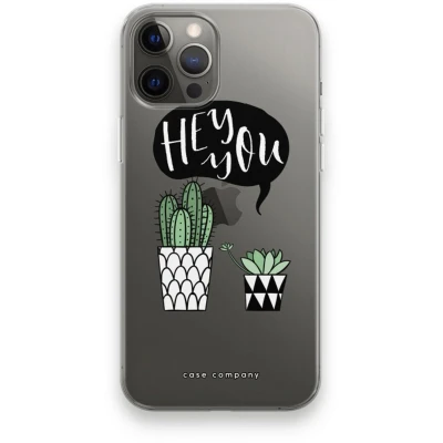 Afbeelding van Case Company® hoesje geschikt voor iPhone 12 Pro Max Hey you cactus Soft Cover Telefoonhoesje Bescherming aan alle Kanten en Schermrand