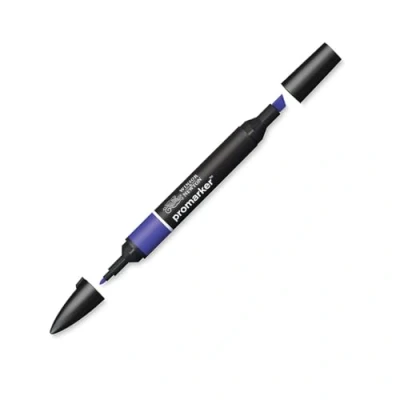 Afbeelding van Winsor &amp; Newton ProMarker 0203302 professionele markeerstiften, 2 fijne en brede punten, voor tekeningen, design lay out, pruimenblauw