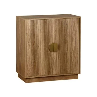 Afbeelding van sweeek Exotisch 2 deurs dressoir, gegroefd mangohout effect, vergulde metalen handgrepen, b 80 x d 40 h 85cm