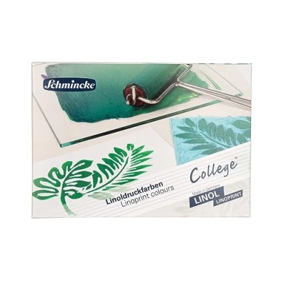 Afbeelding van Schmincke College® Linol, linoleum drukset met 5 tubes van 75 ml, 84 001 097, kunstenaarskwaliteit drukinkt, reukloze