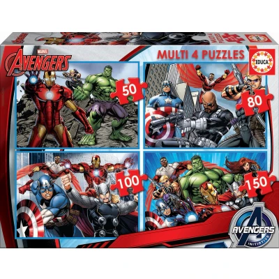 Afbeelding van Marvel Avengers multi 4 puzzel 50 80 100 150 stukjes