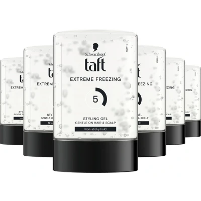 Afbeelding van Taft Extreme Freezing Styling Gel Haarstyling Haargel Sterke Fixatie Korte Haartypes Voordeelverpakking 6x 300ml