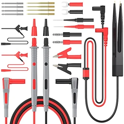Afbeelding van Proster Multitestkabelset, 21 in 1, elektrische multimeter, testkabel met krokodillentklemmen, veer, sonde, grabber, banaanstekker voor spanning, voltmeter tester, circuitspanning