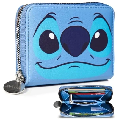 Afbeelding van STITCH portemonnee, kaarthouder Lilo Disney accessoires voor kinderen, tieners of volwassenen cadeau idee verjaardag, meisjes, dames, Kawaii, Blauw, Modern