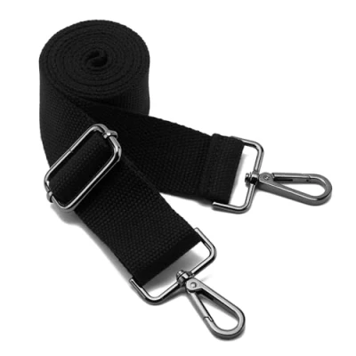 Afbeelding van Brede vervangende riem voor schoudertas/handtas/tas Verstelbare en verwisselbare schouderriem van zacht canvas met draaibare metalen karabijnhaken (zwart)