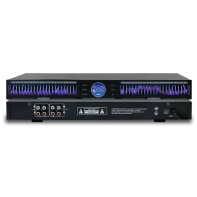 Afbeelding van 22 bands digitale equalizer, dual channel grafische stereo audio equalizer met 10 vooraf ingestelde effecten, bas, midden en hoge tonen