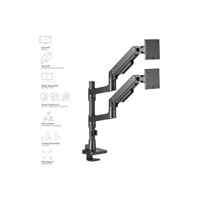 Afbeelding van ACT Monitorarm 49&quot; office premium, gasveer, paalbevestiging, 2 schermen AC8343