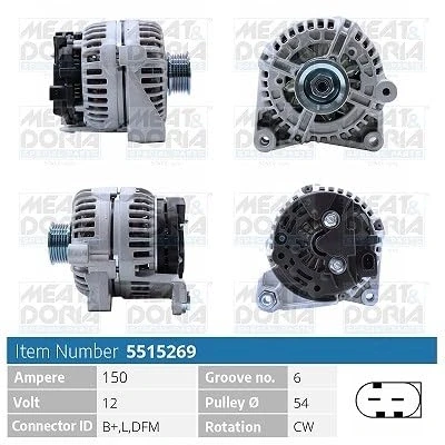 Afbeelding van MEAT &amp; DORIA 5515269 Dynamo / Alternator 14V 150A BMW: 3 Saloon, Touring, Coupe, LAND ROVER: Freelander I Off Road