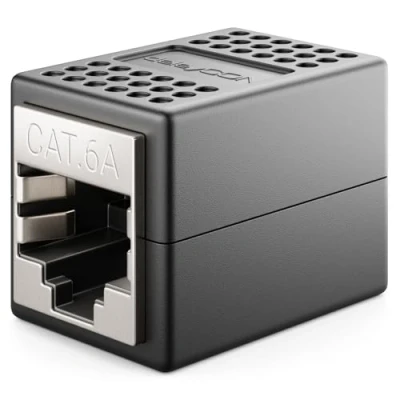 Afbeelding van deleyCON 1 x CAT6a koppeling kabelconnector netwerkkabel patchkabel ethernetkabel modulaire adapter afgeschermd 2 bus 10 Gbit/s RJ45 DSL LAN zwart