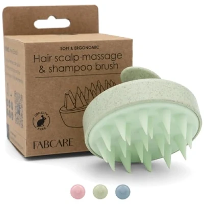 Image de FABCARE Brosse de massage pour cuir chevelu la croissance des cheveux et circulation sanguine, convient à tous les types cheveux, en paille blé, idéale exfolier sec
